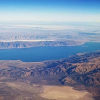 aerial view of pyramid lake