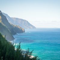 hawaiian island cliffs and ocean