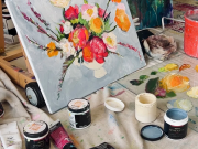 Wandering Wyld, Abstract Floral Painting with Braighlee Fine Art