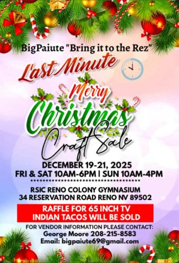 Reno-Sparks Indian Colony, Last Minute Merry Christmas Craft Sale