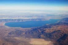 aerial view of pyramid lake