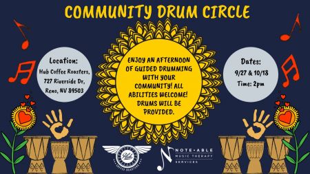 Note-Able Music Therapy Services, Guided Community Drum Circles