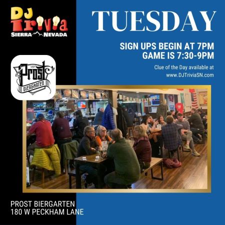 DJ Trivia, Prost Biergarten Tuesdays