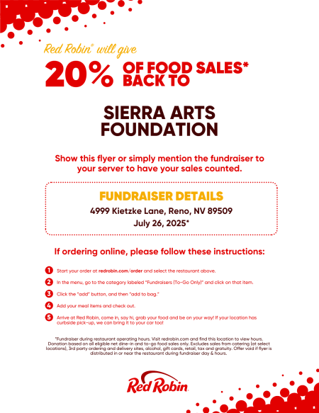 Sierra Arts Foundation, Red Robin Fundraiser