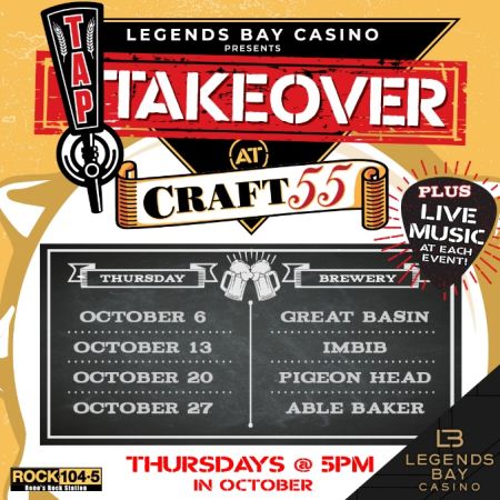 Legends Bay Casino, Thursday Tap Takeovers at Craft 55