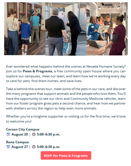 Nevada Humane Society, Paws and Programs Open House
