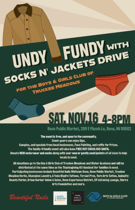 Reno Public Market, Undy Fundy: Socks & Jackets Clothing Drive