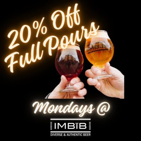 IMBĪB Brewery & Restaurant, Mondays 20% Off Pours
