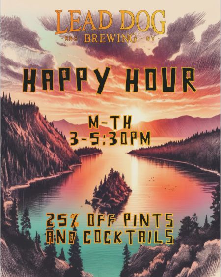 Lead Dog Brewing Co., 25% off Happy Hours