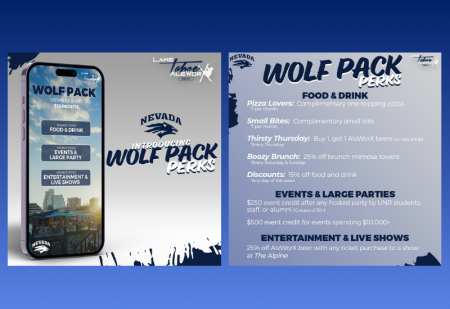 Lake Tahoe AleWorX Reno, UNR Wolf Pack Perks